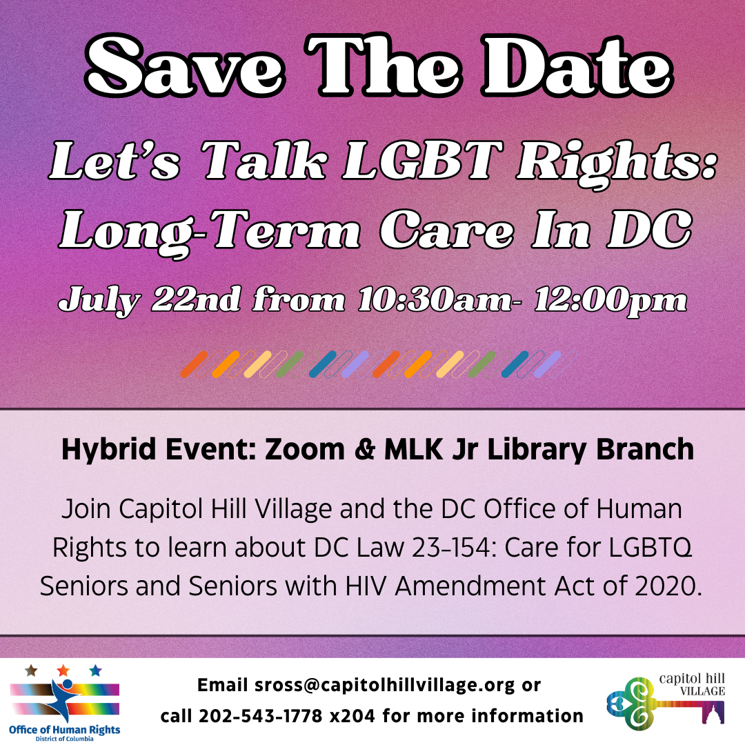 Let's Talk LGBT Rights LongTerm Care In DC Capital Pride Alliance